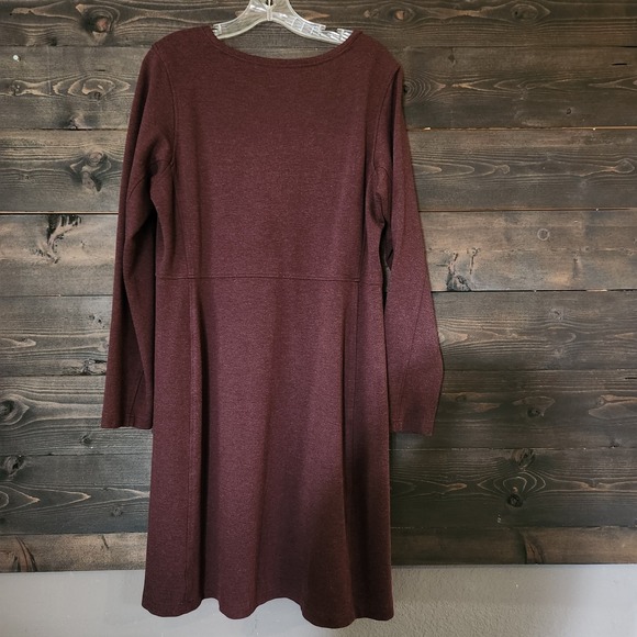Duluth Trading Co NoGA Classic Dress Large Maroon Long Sleeve Stretchy Pocket - Picture 4 of 10